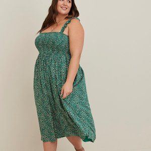 New! Torrid Midi Challis Smocked Tiered Dress - Size 2